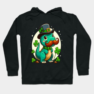 st patricks day Funny dinosaur with mustache Hoodie